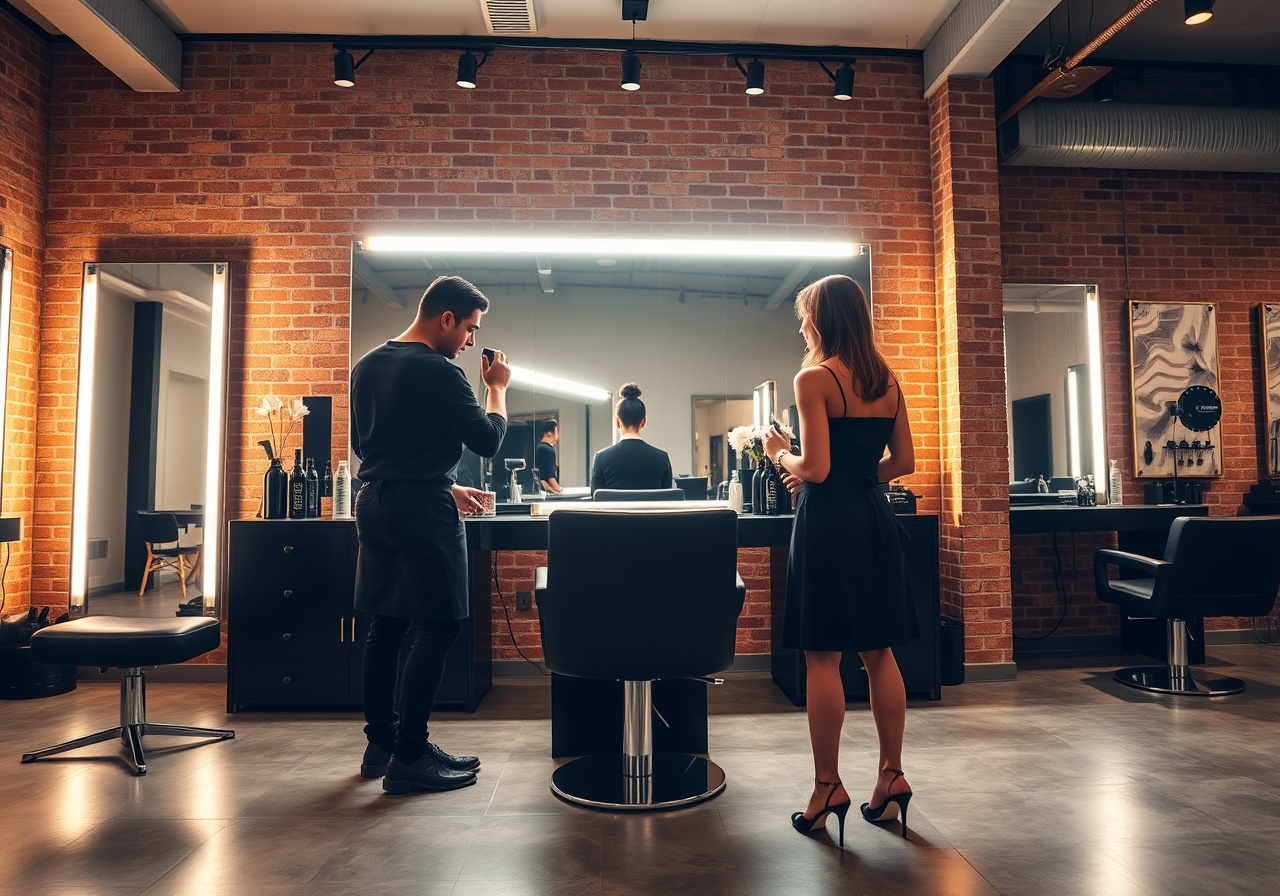 Mirrorly Mirror Studio Pro in a professional salon setting with a ring light halo effect
