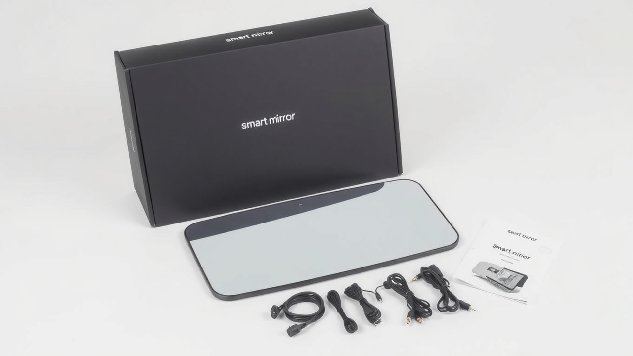 Open Mirrorly box showing all components laid out neatly on a white surface